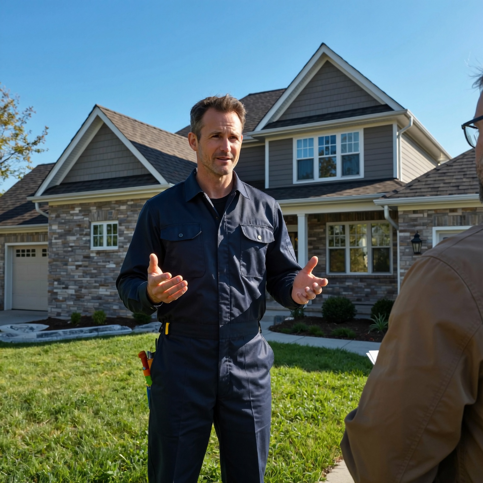 Contractor outside home